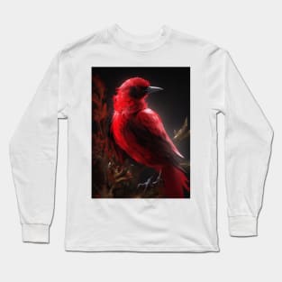 Beautiful Red bird on tree Long Sleeve T-Shirt